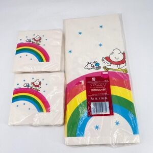 Vintage Ziggy Rainbow Tablecover and Napkins Set American Greetings 80s Retro